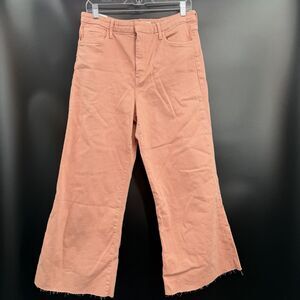 EUC Frank & Eileen Galway Wide Leg Cropped Jeans Sz 31 Pink Denim Raw Hem Preppy